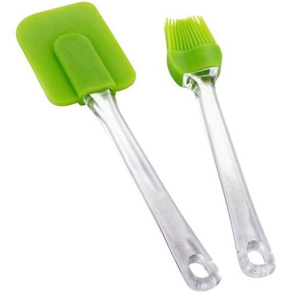 Silicone Spatula and Brush Set of 2 Baking and Cooking Utensils