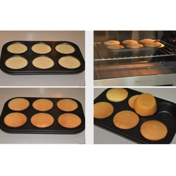 6 Holes Non-Stick Stainless Steel Muffin Cake Baking Pan Cookies