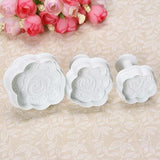 3 PCS Flower Rose Cake Cookies Cutter Plunger Paste Fondant Sugar craft Decorating - Bakerswish