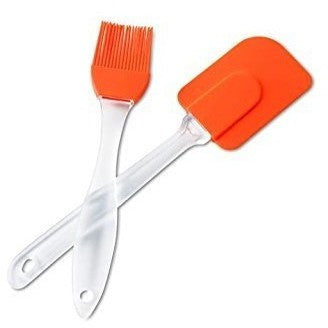 Silicone Spatula and Brush Set of 2 Baking and Cooking Utensils Basting and Pastry, Heat-Resistant, Flexible, Non-Stick - Bakerswish