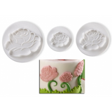 3 PCS Flower Rose Cake Cookies Cutter Plunger Paste Fondant Sugar craft Decorating - Bakerswish